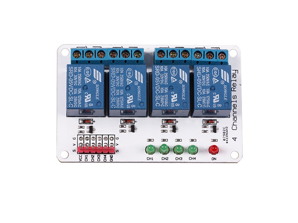 디바이스마트,MCU보드/전자키트 > 전원/신호/저장/응용 > 릴레이,ELECFREAKS,아두이노 4채널 릴레이 모듈 4 Channel 5V/12V/24V Relay Module BK_RL4_01 [EF03006],Maximum switching voltage: 250VAC 30VDC / 50mm*70mm*15mm