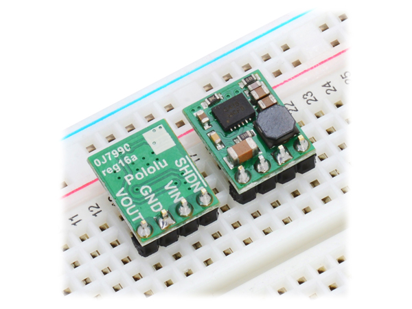 디바이스마트,전원/파워/배터리 > DC-DC 컨버터 모듈 > 강하형 모듈(외장) > 비절연 스위칭 모듈,Pololu,Pololu 9V, 500mA Step-Down Voltage Regulator D24V5F9 #2845,외장형 / 고정출력전압 / 1ch 출력 / 강하형 스위칭 컨버터 / 입력전압 : 3V~36V / 출력전압 : 9V / 출력전류 : 500mA / 변환효율 : 80%~93% / 스위칭 주파수 : 500kHz / 입력단자 : 스루홀 / 출력단자 : 스루홀 / 패키지 : PCB