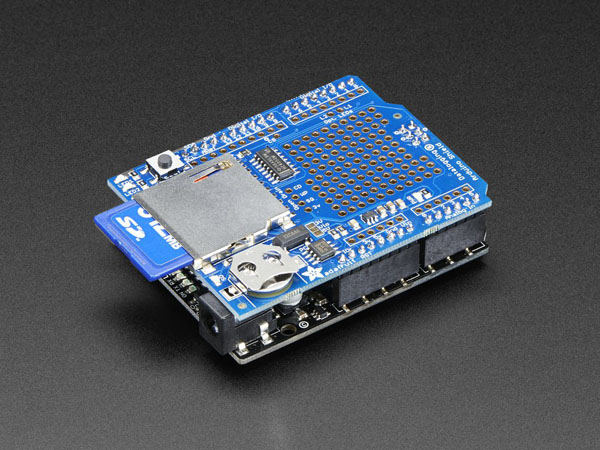 디바이스마트,오픈소스/코딩교육 > 아두이노 > 아두이노 호환쉴드,Adafruit,Adafruit Assembled Data Logging shield for Arduino [ada-1141],FAT16 또는 FAT32로 포맷된 SD카드를 넣고 로깅 데이터를 저장하며, 3.3V 레벨 쉬프터 회로가 SD카드의 손상을 보호합니다.