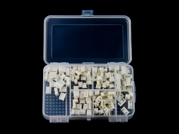 디바이스마트,커넥터/PCB > 직사각형 커넥터 > JST 커넥터,DFROBOT,JST 커넥터 키트 (2.54mm) (0.1') [FIT0255],JST XHP-2, XHP-3, XHP-4 하우징 각 20개 * B2B-XH, B3B-XH, B4B-XH 헤더 각 20개 * 클림프 100개로 구성된 JST 커넥터 키트 박스 입니다.