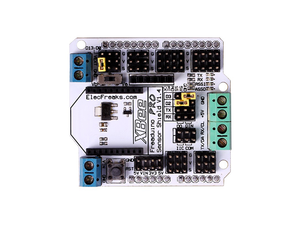 디바이스마트,오픈소스/코딩교육 > 아두이노 > 아두이노 호환쉴드,ELECFREAKS,아두이노 지그비 센서 실드 Freaduino Sensor Shield with XBee Shield SHD_SEN01 [EF02011],아두이노 호환 입출력(I/O) 확장보드 / 서보모터나 다양한 센서들을 XBee 또는 BTBee 무선 통신으로 컨트롤할 수 있도록 만들어줍니다 / 모터 컨트롤을 위한 추가적인 외부 전원도 인가할 수 있습니다(아두이노를 통한 5V 입력도 가능)