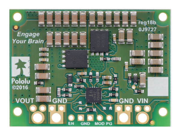 디바이스마트,MCU보드/전자키트 > 전원/신호/저장/응용 > 레벨컨버터/전압관리,Pololu,Pololu 12V, 15A Step-Down Voltage Regulator D24V150F12 #2885,Input voltage:4.5 V - 40 V, Output voltage:3.3 V, 5 V, 6 V, 7.5 V, 9 V, or 12 V , Accuracy:4%, Maximum output current: 5 A and 20 A ,Size: 43.2 mm × 31.8 mm × 11 mm