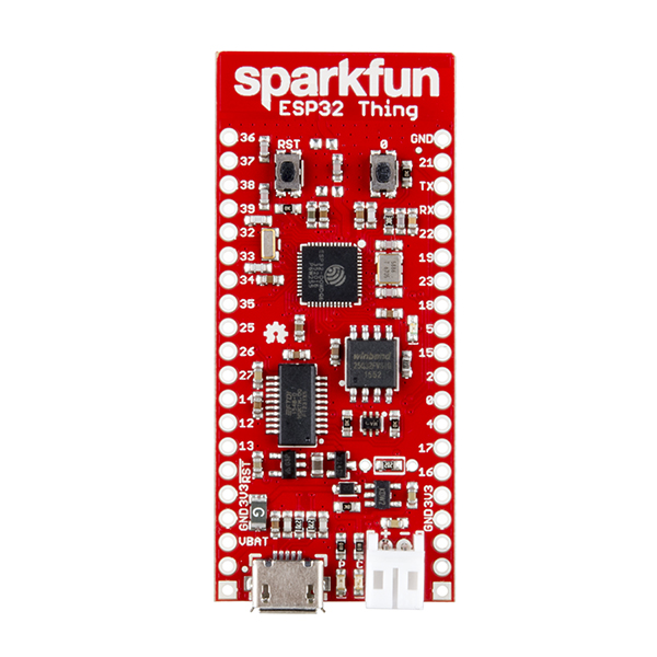 디바이스마트,MCU보드/전자키트 > 통신/네트워크 > 와이파이,SparkFun,SparkFun ESP32 Thing [DEV-13907],ESP8266의 와이파이에, Bluetooth Low-Energy(BLE, BT 4.0, Bluetooth Smart)가 결합된 ESP32 칩셋 기반의 무선 통신 개발보드 / 아두이노 호환 / FTDI FT231x 칩셋 내장 - USB to Serial 가능 / 작동 전압 : 2.2 ~3.6V