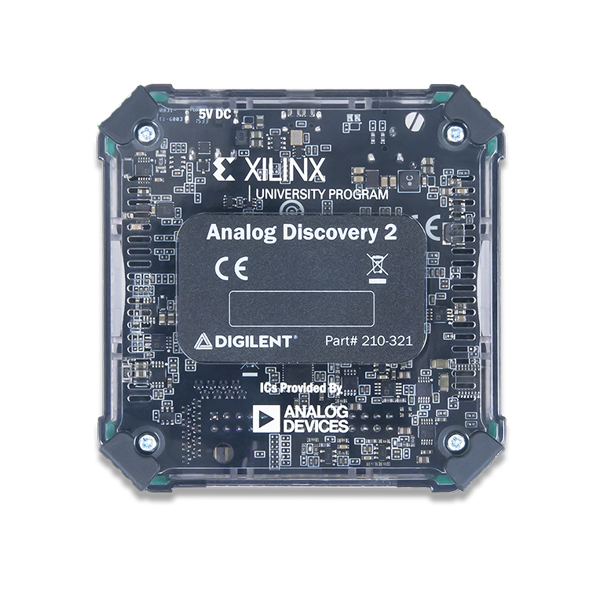 디바이스마트,MCU보드/전자키트 > 개발용 장비 > 아날라이저,Digilent,Analog Discovery 2: 100MS/s USB Oscilloscope, Logic Analyzer and Variable Power Supply 410-321,410-321 / 2채널 디지털 USB 오실로스코프(1MΩ, ±25V, 14bit, 100MS/s, 30MHz+ 대역폭 - BNC Adapter Board 장착 시), 2채널 펑션 제너레이터 (±5V, 14bit, 100MS/s, 12MHz+ 대역폭 - BNC Adapter Board 장착 시), 로직 분석기, 다용도 전원 공급기 / 휴대가 간편한 사이즈로 연구용, 취미용, 각종 장비 분석에 활용할 수 있는 강력한 성능을 제공