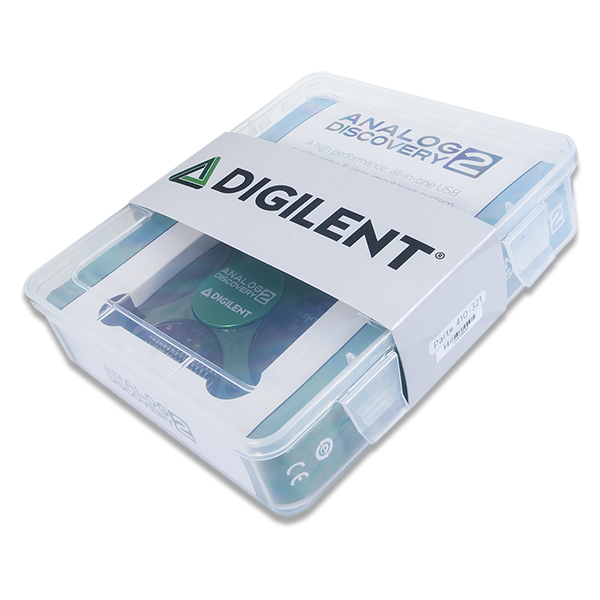 디바이스마트,MCU보드/전자키트 > 개발용 장비 > 아날라이저,Digilent,Analog Discovery 2: 100MS/s USB Oscilloscope, Logic Analyzer and Variable Power Supply 410-321,410-321 / 2채널 디지털 USB 오실로스코프(1MΩ, ±25V, 14bit, 100MS/s, 30MHz+ 대역폭 - BNC Adapter Board 장착 시), 2채널 펑션 제너레이터 (±5V, 14bit, 100MS/s, 12MHz+ 대역폭 - BNC Adapter Board 장착 시), 로직 분석기, 다용도 전원 공급기 / 휴대가 간편한 사이즈로 연구용, 취미용, 각종 장비 분석에 활용할 수 있는 강력한 성능을 제공