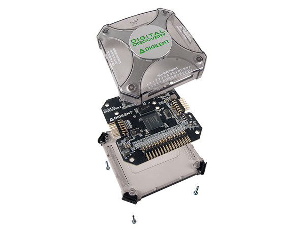 디바이스마트,MCU보드/전자키트 > 프로세서/개발보드 > Digilent > Scope, DAQ 및 장비,Digilent,Digital Discovery 410-338,Digilent Digital Discovery™는 임베디드 디버그를 위한 로직 분석기(logic analyzer)와 패턴 제너레이터 장비(pattern generator instrument)가 조합되어있는 제품 / 디버깅, 시각화, 임베디드 프로젝트의 디지털신호 시뮬레이팅 등에 활용 / high-speed USB로 PC, MAC과 빠른 연걸 및 통신 가능 / Waveforms 2015 무상 제공