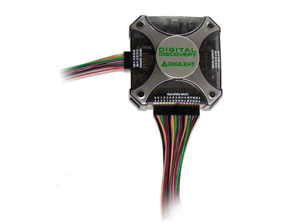 디바이스마트,MCU보드/전자키트 > 프로세서/개발보드 > Digilent > Scope, DAQ 및 장비,Digilent,Digital Discovery 410-338,Digilent Digital Discovery™는 임베디드 디버그를 위한 로직 분석기(logic analyzer)와 패턴 제너레이터 장비(pattern generator instrument)가 조합되어있는 제품 / 디버깅, 시각화, 임베디드 프로젝트의 디지털신호 시뮬레이팅 등에 활용 / high-speed USB로 PC, MAC과 빠른 연걸 및 통신 가능 / Waveforms 2015 무상 제공