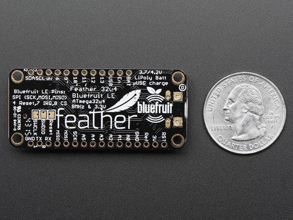 디바이스마트,오픈소스/코딩교육 > 아두이노 > 아두이노 호환보드,Adafruit,Adafruit Feather 32u4 Bluefruit LE [ada-2829],Arduino 호환 블루투스 저에너지 개발보드 / ATmega32u4 @ 8MHz with 3.3V logic power / 3.3V regulator with 500mA peak current output / USB 지원