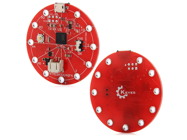 디바이스마트,MCU보드/전자키트 > 프로세서/개발보드 > AVR > ATMEGA32,KEYES,릴리패드 마이크로 컨트롤러 개발 보드 LilyPad USB microcontroller board [MB0073],LiliPad USB는 ATmega32U4을 기반으로 웨어러블 기기와 전자섬유용으로 개발 되었습니다. 가상 직렬포트가 내장되어 PC 통신시 USB - 직렬 모듈 포트가 필요하지 않습니다.