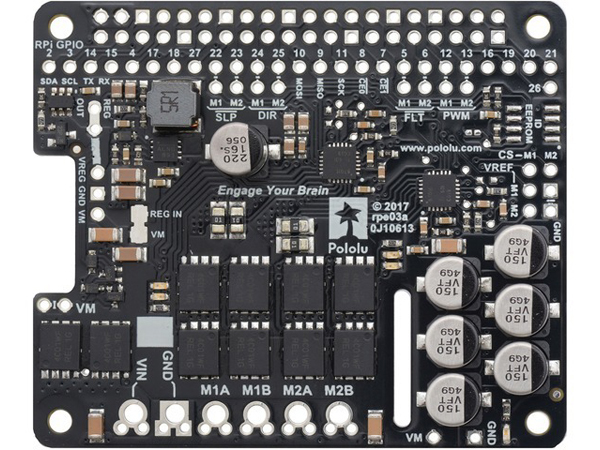 디바이스마트,MCU보드/전자키트 > 버튼/스위치/제어/RTC > 모터/모터컨트롤,Pololu,Pololu Dual G2 High-Power Motor Driver 18v22 for Raspberry Pi (Partial Kit) #3754,Raspberry Pi 2, Raspberry Pi 3(Model A+, B+)호환 2개의 고전력 DC 모터를 쉽게 제어 할 수 있습니다. / 동작 전압: 6.5V~30V / 출력 전류: 연속 22A 공급 / 부품 키트
