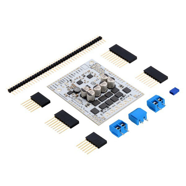 디바이스마트,MCU보드/전자키트 > 버튼/스위치/제어/RTC > 모터/모터컨트롤,Pololu,Pololu Dual G2 High-Power Motor Driver 24v18 Shield for Arduino #2518,Arduino 또는 Arduino 호환 보드로 2개의 고전력 DC 모터를 쉽게 제어 가능합니다. 6.5V ~ 40V 의 넓은 동작 범위를 지원하며 방열판없이 연속 18A 공급 / 전류 감지, 전류 제한 기능