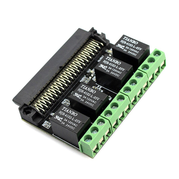 디바이스마트,오픈소스/코딩교육 > Micro:Bit > 마이크로비트 센서/모듈,ELECROW,마이크로비트용 4채널 릴레이 모듈 Four Channel Relay for micro:bit [DTS04012R], 릴레이를 마이크로 비트와 결합했으며, 마이크로비트를 사용하여 릴레이 4개를 동시에 제어할 수 있습니다.