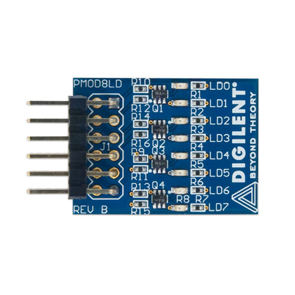 디바이스마트,MCU보드/전자키트 > 프로세서/개발보드 > Digilent > Pmod Modules,Digilent,Pmod 8LD: Eight High-brightness LEDs 410-163,410-163 / 로직 레벨 트랜지스터로 구동되는 8개의 고휘도 LED가 있어 각각의 LED는 높은 로직 신호로부터 켜질 수 있음