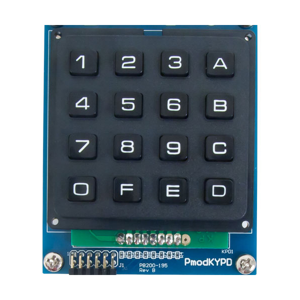 디바이스마트,MCU보드/전자키트 > 프로세서/개발보드 > Digilent > Pmod Modules,Digilent,Pmod KYPD: 16-button Keypad 410-195,410-195 / 16버튼 키패드 / 칼럼라인을 디지털방식으로 로직 로우 레벨로 구동하고 각각의 로우를 디지털 방식으로 판독함으로써 어느 버튼이 눌러졌는지 확인 가능