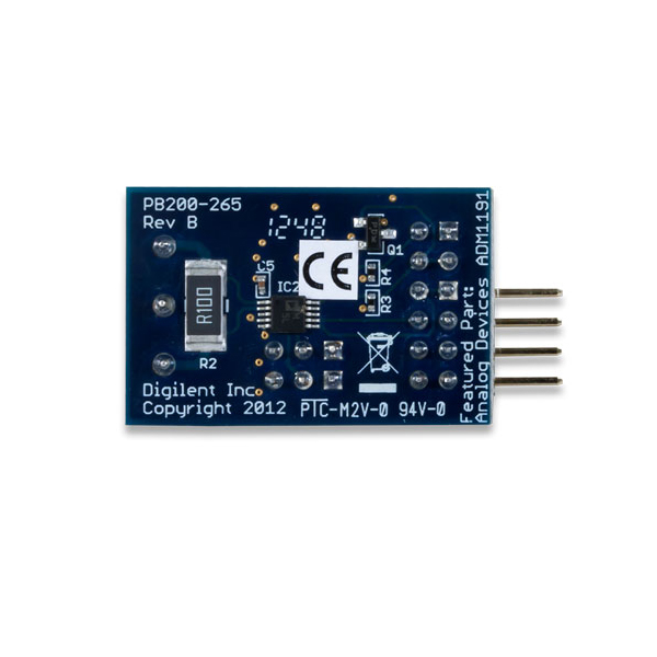 디바이스마트,MCU보드/전자키트 > 프로세서/개발보드 > Digilent > Pmod Modules,Digilent,Pmod PMON1: Power Monitor 410-265,410-265 / Analog Devices AD5112 및 ADM119 를 사용하는 전력 모니터링 시스템 / I2C를 사용하면 ADM119 과전류 조건을 나타내는 기준 전압을 AD5112에 설정 가능 / 3.16V~26V 전압 모니터