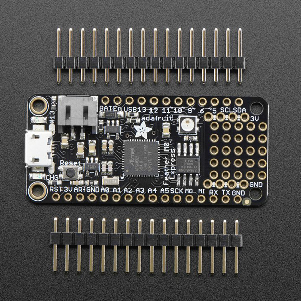 디바이스마트,오픈소스/코딩교육 > 파이썬/IoT 개발 보드 > STM,Adafruit,Adafruit Feather M0 Express - Designed for CircuitPython - ATSAMD21 Cortex M0 [ada-3403],피더 M0 익스프레스 버전 / Arduino Zero 에서 사용된 것과 동일한 48MHz 및 3.3V 로직으로 클럭된 ATSAMD21G18 ARM Cortex M0 + 프로세서