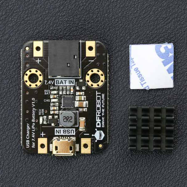 디바이스마트,MCU보드/전자키트,DFROBOT,7.4V LiPo 배터리용 USB 충전모듈 [DFR0564],모바일 어댑터 또는 파워뱅크와 안드로이드 데이터 케이블을 사용하면 다양한 로봇 및 모터 드라이버에서 일반적으로 사용되는 최대 1A의 7.4V 리튬 배터리를 안전하고 효율적으로 충전 할 수 있습니다. / USB Charger for 7.4V LiPo Battery