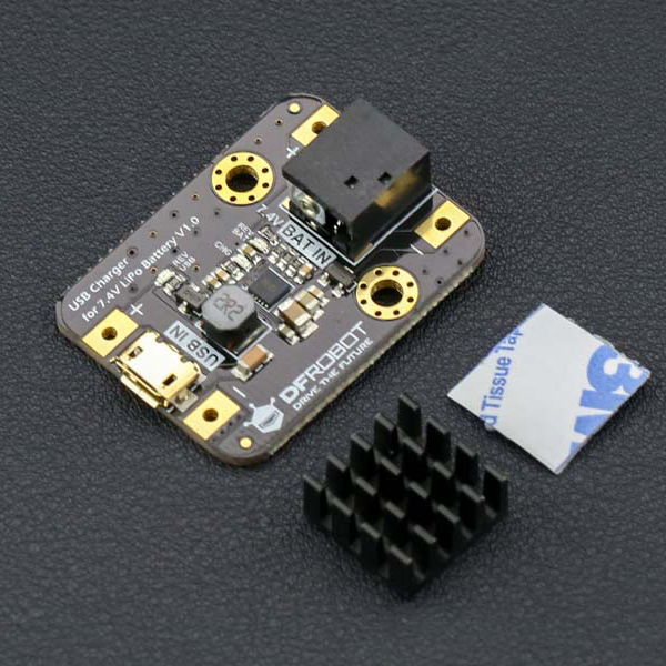 디바이스마트,MCU보드/전자키트,DFROBOT,7.4V LiPo 배터리용 USB 충전모듈 [DFR0564],모바일 어댑터 또는 파워뱅크와 안드로이드 데이터 케이블을 사용하면 다양한 로봇 및 모터 드라이버에서 일반적으로 사용되는 최대 1A의 7.4V 리튬 배터리를 안전하고 효율적으로 충전 할 수 있습니다. / USB Charger for 7.4V LiPo Battery