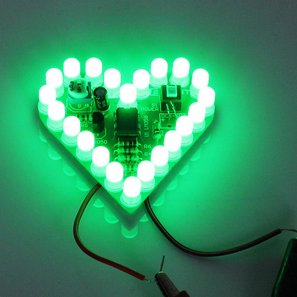 디바이스마트,MCU보드/전자키트 > 디스플레이 > LED,OEM,LED 하트 램프 DIY 키트 (그린) [SY-LD212],공급 전압 : DC 4-6V, 사이즈 : 50.7*50.7mm (반 조립 키트 상품 입니다)
