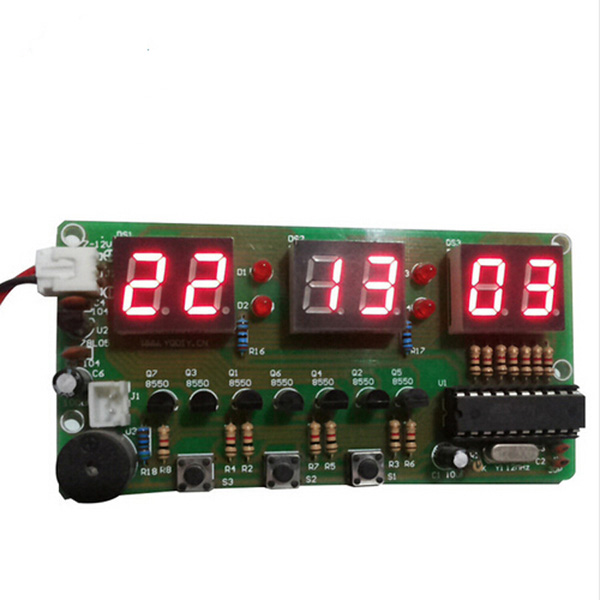 디바이스마트,MCU보드/전자키트 > 디스플레이 > 시계/표시기,유니즈,디지털 전자시계 DIY 키트 [SY-LD220],공급전압 : 7-12V, 사이즈 92*49mm, 알람/스톱워치/카운트 기능이 있는 DIY 키트 입니다.