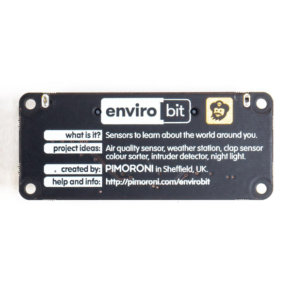 디바이스마트,오픈소스/코딩교육 > Micro:Bit > 마이크로비트 센서/모듈,Pimoroni,마이크로비트 환경 센서 보드 enviro:bit [PIM355],micro:bit 보드 호환 / BME280 온도, 압력 및 습도 센서 / TCS3472 조명 및 컬러 센서 / MEMS 마이크로폰 / Microsoft MakeCode 및 MicroPython 지원 / 납땜 불필요