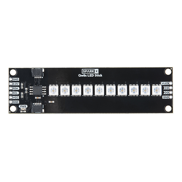 디바이스마트,MCU보드/전자키트 > 디스플레이 > LED,SparkFun,스파크펀 Qwiic LED Stick [SPX-14783],Qwiic LED 스틱에는 10개의 주소 지정이 가능한 APA102 LED가있어 I2C를 사용하여 풀컬러 LED 컨트롤을 쉽게 추가 가능
