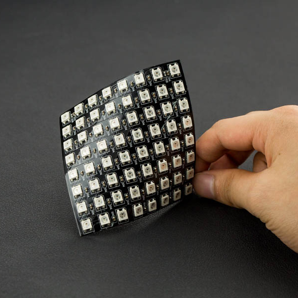 디바이스마트,MCU보드/전자키트 > 디스플레이 > LED,DFROBOT,LED 매트릭스 Gravity: Flexible 8x8 RGB LED Matrix [DFR0461],WS2812 또는 SK6812 지능형 컨트롤 LED를 기반으로 함 / 각 LED는 256 단계의 밝기를 달성할 수있는 RGB 픽셀로 독립적으로 처리 가능 / 풀 컬러 RGB / 작동 전압 : 5V / 사이즈: 80 * 80 mm