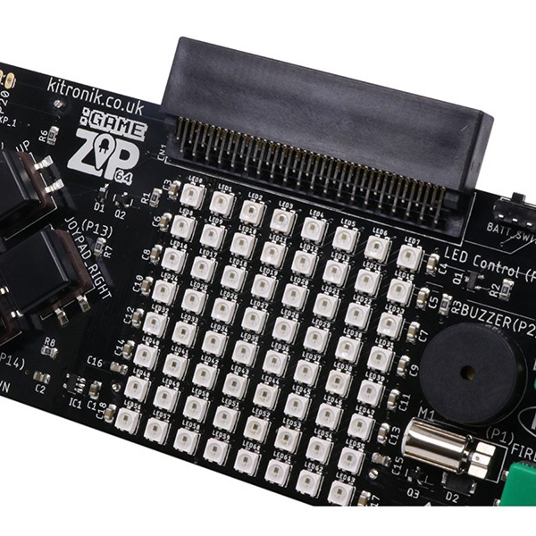 디바이스마트,오픈소스/코딩교육 > Micro:Bit > 마이크로비트 확장/변환보드,Kitronik,마이크로비트 8x8 조이스틱 확장보드 :GAME ZIP 64 [KIT-5626],마이크로비트 호환 / GAME ZIP 64는 micro : bit를 위한 레트로 휴대용 게임 DIY용 플랫폼 / 64 개별 주소 지정 가능한 ZIP LED 디스플레이 화면 / 스크린, 프로그래밍 가능한 버튼, 헵틱 피드백 등 필요한 모든 것이 있습니다. / ※ 마이크로비트 보드 미포함