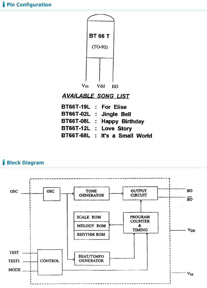 Shell Bt66 BT66T-68L(Melody IC-It's a Small World) / 디바이스마트
