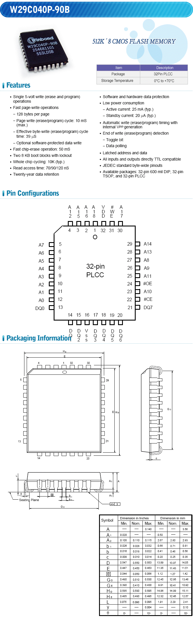 W29C040P-90B / 디바이스마트