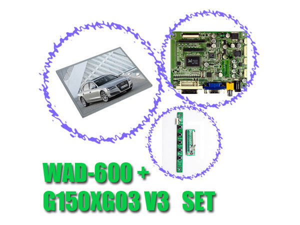 15형 AUO G150XG03 V3(1024 * 768/CCFL/LVDS/250CD/TN패널) + WAD-600(D-SUB+DVI+AV1)
