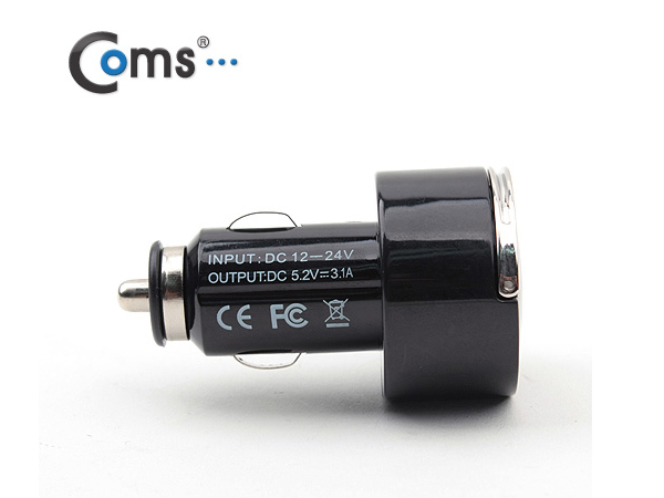 디바이스마트,사무/생활/서적 > 차량/생활/IOT > 차량내부용품 > 차량용 충전기,Coms,USB 전원(DC 시가잭) [IT136],다양한 기기를 차량에서 충전시 사용 / 2Port 제품 동시 충전 가능