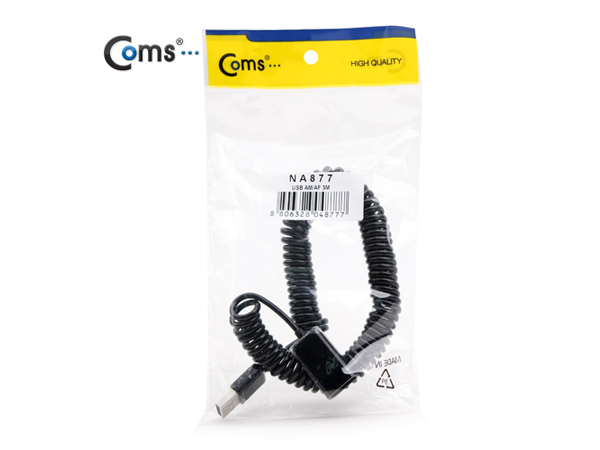 디바이스마트,케이블/전선 > USB 케이블 > 연장케이블(MF) > USB 2.0 A타입 연장케이블,Coms,USB 케이블 (Short/연장 MF), 30cm~3M [NA877],USB2.0 / USB A-Male(수) / A-Female(암) 스프링 타입 케이블