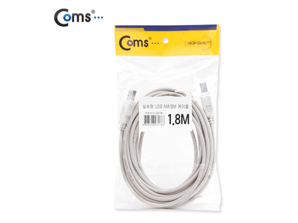디바이스마트,케이블/전선 > USB 케이블 > 데이터케이블(MM) > USB 2.0 B/mini B타입 케이블,Coms,USB 케이블 AB 실속형 1.8M [C3176],실속형 USB 2.0 AB케이블입니다. / AB타입/ AB형 / A(M)-B(M) / Type B / 길이 : 1.8m / 아두이노, 프린터, PC 등에 사용