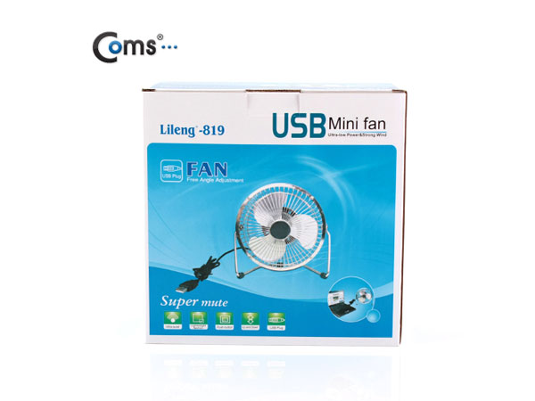 디바이스마트,컴퓨터/모바일/가전 > 가전/생활용품 > 계절가전 > 선풍기/냉풍기,Coms,USB 선풍기 (상하조절),Metal Black/대형-20cm [BE884],저소음 3엽 날개 적용