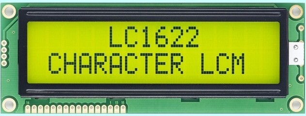 디바이스마트,LED/LCD > LCD 캐릭터/그래픽 > 캐릭터 LCD,가나시이스,LC1622-SMLYH6-D (7),STN타입, 16*2 Line, Yellow-Green LED Backlight, 전체크기: 122.0(W) X 44.0(H) X 14.0(T) mm , 표시크기 : 99.0(W) X 24.0(H) mm