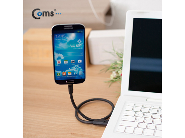 디바이스마트,컴퓨터/모바일/가전 > 스마트폰/스마트기기 > 케이블/젠더 > 마이크로 5핀 케이블,Coms,USB/Micro USB(B) 케이블 (45cm/Metal형) [IT692],충전과 동시에 스탠드기능 / 강력한 각도 조정이 가능한 플렉시블 케이블