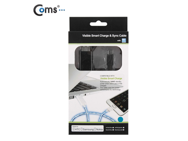 디바이스마트,컴퓨터/모바일/가전 > 스마트폰/스마트기기 > 케이블/젠더 > 마이크로 5핀 케이블,Coms,USB/Micro USB(B) 케이블(EL 발광 LED),충전되는 스마트폰의 상황을 실시간으로 확인가능