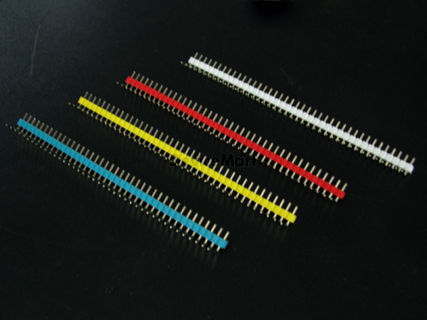 디바이스마트,커넥터/PCB > 핀헤더/IC 소켓 > 핀헤더 > 2.54mm pitch,OEM,컬러 핀헤더 Single 1x40Pin Rightangle(2.54mm),핀헤더 / 앵글 타입 / DIP 타입 / 2.54mm pitch / 1열 / 40pin  / Red, Yellow, White 옵션 선택
