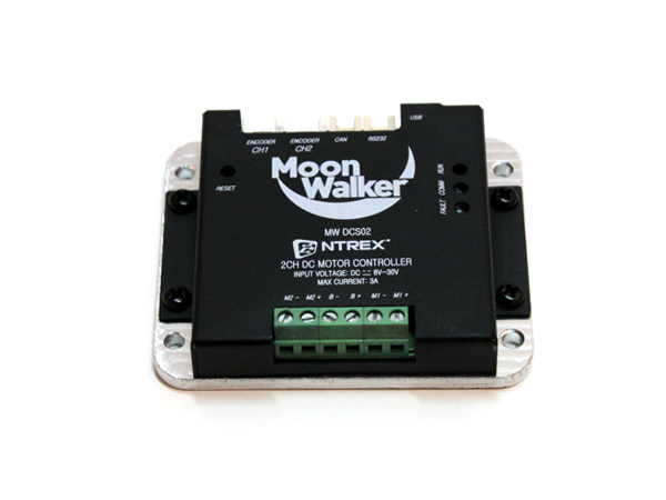 디바이스마트,기계/제어/로봇/모터 > 모터드라이버 > 브랜드(MoonWalker) > Mobile,MoonWalker,[Linux* 지원] MW-MDC24D100D-v2,2채널 DC 모터 드라이버 / 8~30V 입력전압 / 2X3A 최대 전류 / 전압/속도/위치 제어 / Serial(RS232/CAN) 통신 / 스크립트(Script) 언어 지원 / Motor Control UI 프로그램 지원 / 과전압 / 과전류 등에 대한 보호 기능 탑재 / ROS드라이버 제공