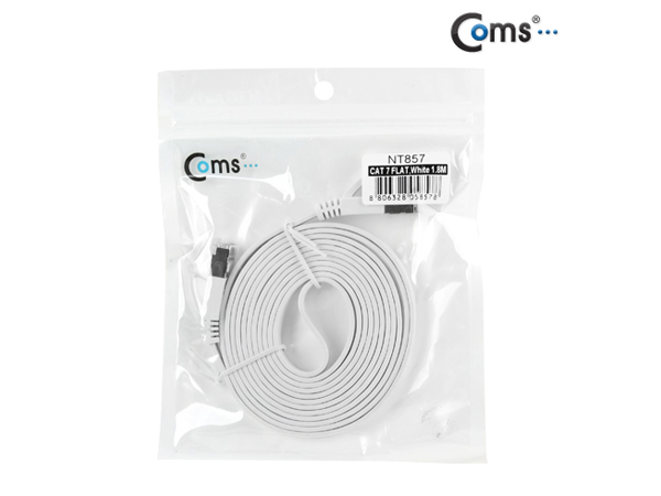 디바이스마트,케이블/전선 > PC/네트워크/통신 케이블 > 랜(LAN) 케이블 > CAT.7 랜케이블,Coms,랜케이블(Direct/Cat 7/플랫형) 1.8M [NT857],UTP CAT7 다이렉트 랜 케이블 / 플랫형 / 길이 : 1.8M / 최대속도 10Gbps 지원