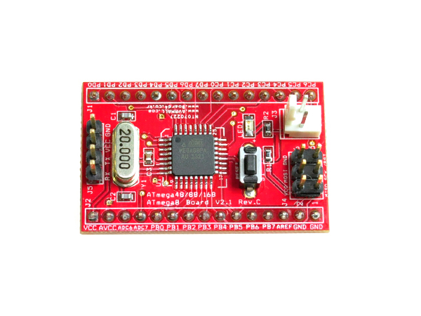 디바이스마트,MCU보드/전자키트 > 프로세서/개발보드 > AVR > 기타,AVRMALL,[NER-10277] ATmega88PA Board V2.1 (20MHz/DC5V용),ATMEGA88PA-AU 칩 장착, ATmega8과 호환, 8K 플래시, 20MHz