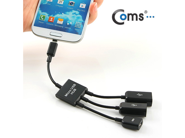 디바이스마트,컴퓨터/모바일/가전 > 스마트폰/스마트기기 > 케이블/젠더 > 젠더,Coms,스마트폰 OTG 허브 (Micro 1P/USB 2P) [SP301],메모리 및 키보드/마우스 연결, Micro 1Port(전원공급)