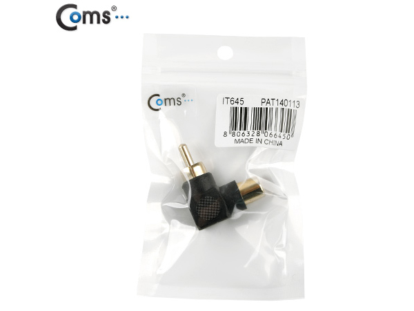 디바이스마트,케이블/전선 > 영상/음향 케이블 > 스테레오/RCA 케이블,Coms,RCA 젠더(M/F), 꺾임/검정 [IT645],RCA 변환 젠더 / RCA MALE - FEMALE / 꺾임형 / BLACK