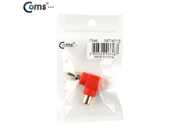 디바이스마트,케이블/전선 > 영상/음향 케이블 > 스테레오/RCA 케이블,Coms,RCA 젠더(M/F), 꺾임/적색 [IT646],RCA 변환 젠더 / RCA MALE - FEMALE / 꺾임형 / RED
