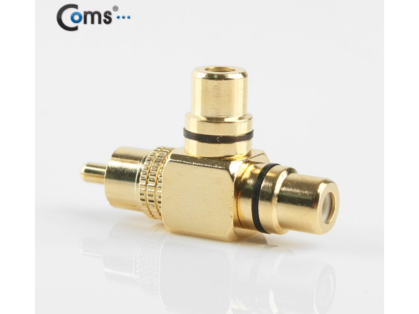 디바이스마트,케이블/전선 > 영상/음향 케이블 > 스테레오/RCA 케이블,Coms,RCA 젠더 T형(M/Fx2) [SP649],RCA T형 변환 젠더 / RCA MALE - FEMALE x 2