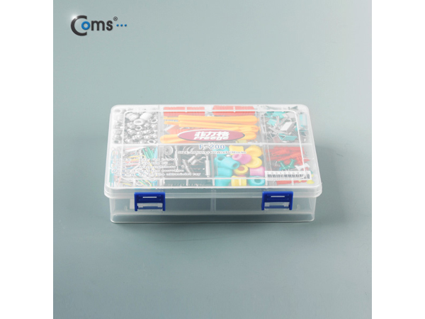디바이스마트,공구함/작업대/엔클로저 > 공구함/부품함 > 다용도정리함(케이스),Coms,다용도 PVC 수납함(F-200) [IT606],내부 8분배 / 205 X 140 X 45mm