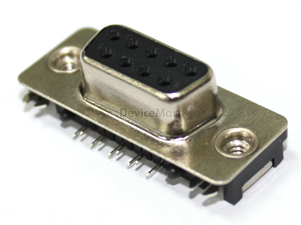 디바이스마트,커넥터/PCB > D-SUB 커넥터 > 기판용,,SLIM D-SUB 9F (5/4),D-Sub 커넥터 / 기판용 / FEMALE / 앵글 타입 / 2열 / 9pin / 서포트 미포함