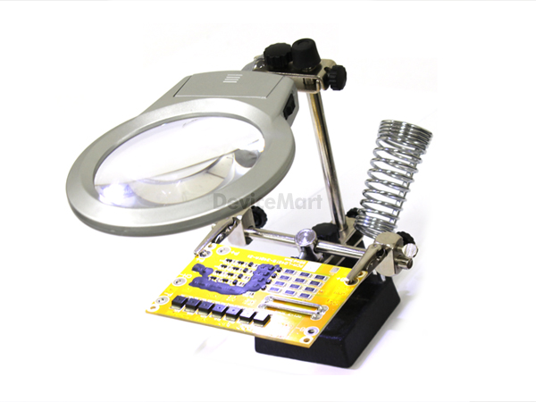디바이스마트,수공구/전자공구/전동공구 > 전자공구 > PCB작업공구 > PCB 작업대,TNI-U,기판 고정 고급형 스탠드 NT1063T,배율 : 5X  납땜 보조기/ LED 램프, 확대경 기능/ 인두스탠드 장착 구조