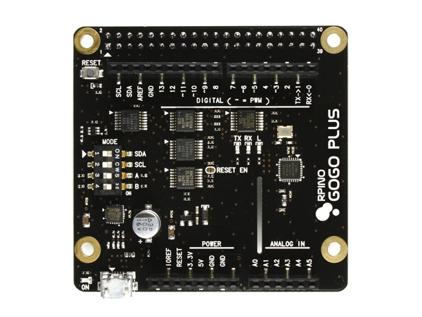디바이스마트,오픈소스/코딩교육 > 라즈베리파이 > 라즈베리파이 확장보드/HAT,NulSom Inc.,RPino GOGO Plus (라즈베리파이 B+ 호환 아두이노 쉴드보드),라즈베리파이 B+ 모델과 결합되는 아두이노 호환 보드, 라즈베리파이 없이 단독으로 사용 가능